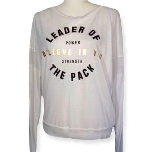 Forever 21 “Leader of the Pack” Long Sleeve Lightweight Tee White Gold Large